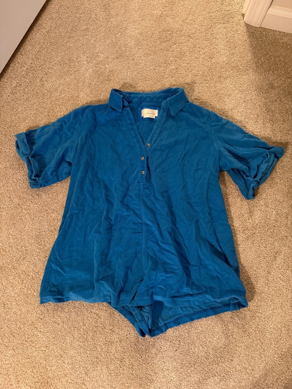 Anthropologie Teal Blue Collared Button-Up Top